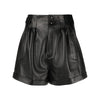 high waisted pleated leather shorts