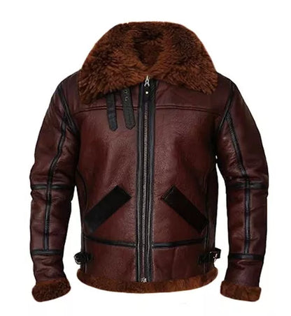 men's maroon leather bomber jacket