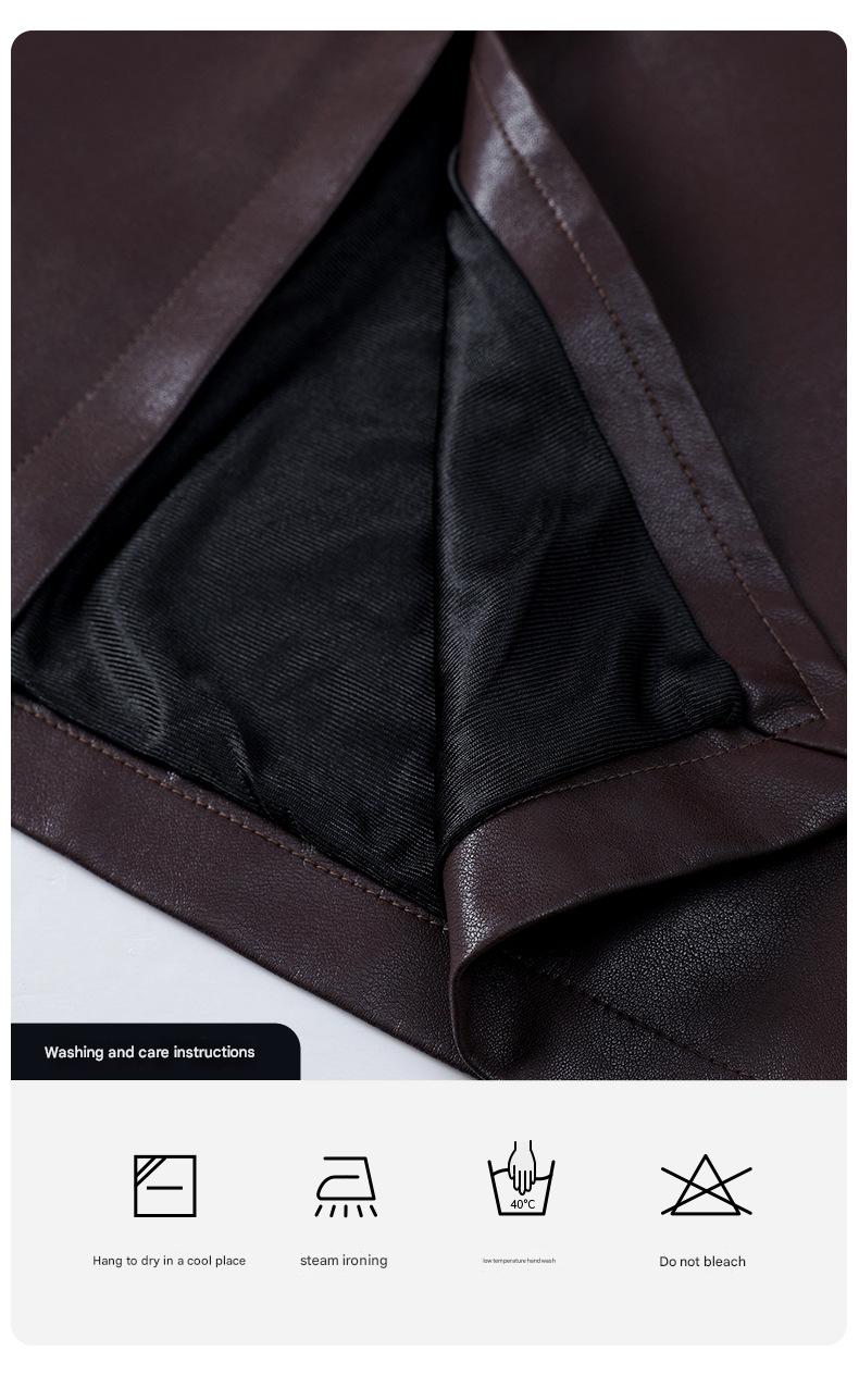 Long Leather Skirt Slim Fit PU Leather Midi Skirt