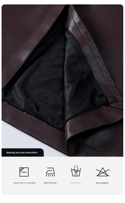 Long Leather Skirt Slim Fit PU Leather Midi Skirt