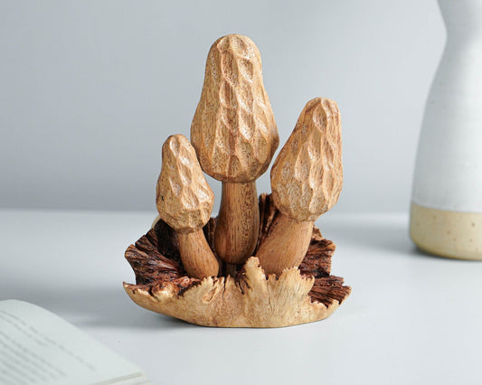 Handcrafted Wooden Mushrooms Sculpture