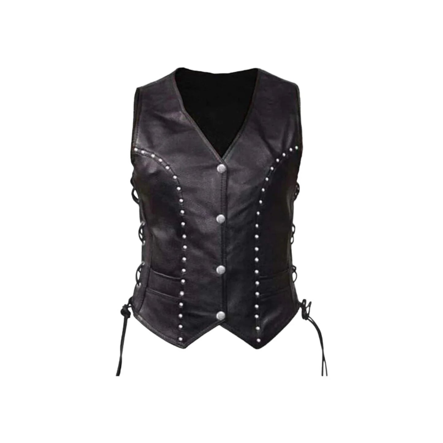 women lace up leather vest