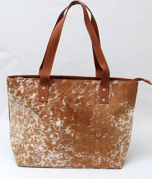 Brown White Cowhide Shoulder Bag