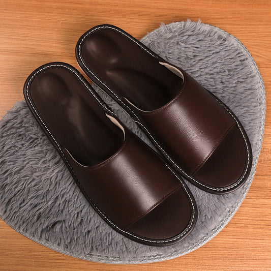 Leather Slippers for Women with Open Toe