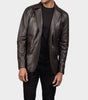 brown leather racer jacket