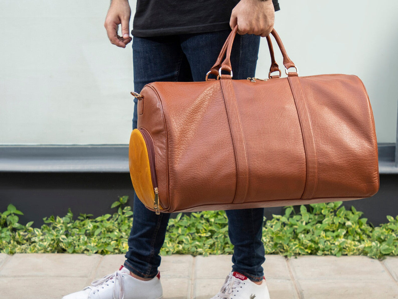 Brown Genuine Leather Duffle Bag