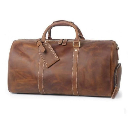 Handmade Brown Genuine Leather Duffle Bag