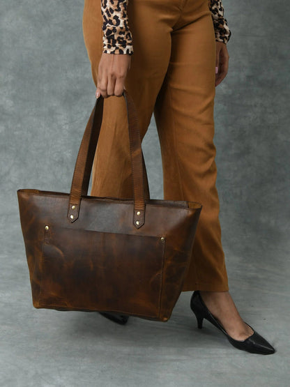 Genuine Leather Market Tote Bag