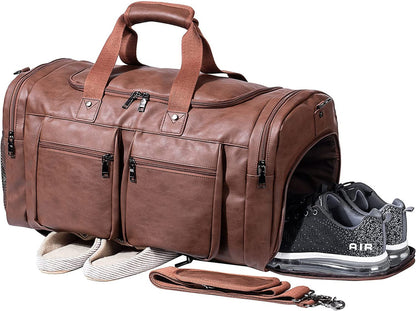 Exotic Brown Genuine Leather Duffle Bag