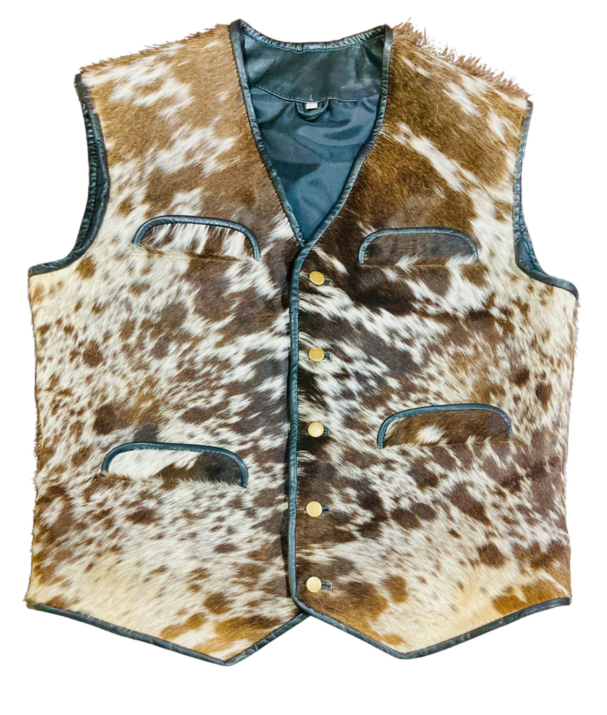 Speckled Brown White Cowhide Vest