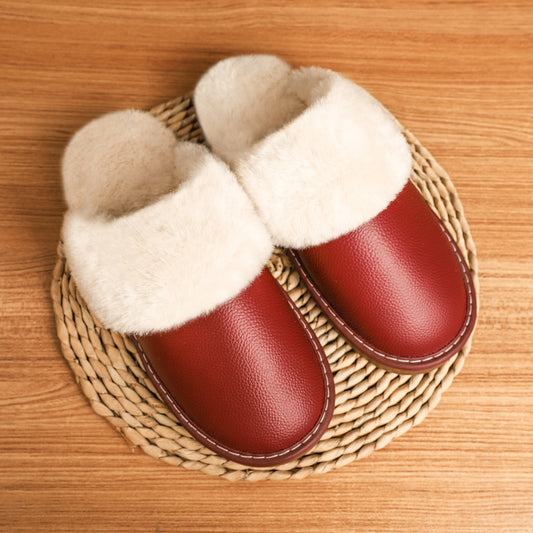 Women's Fur Lined Slippers in Genuine Leather