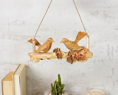 Wooden Hanging Canary Figurine Statue