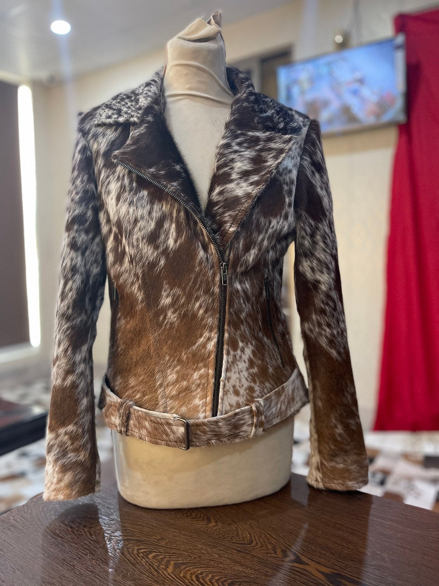 Brown White Cowhide Jacket – Decor Hut