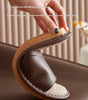 Leather Slippers for Women Linen Footbed Indoor Non Slip Summer Slides