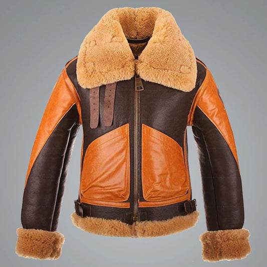 mens leather aviator shearling bomber