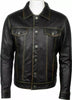 men trucker leather jacket