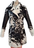 Cowhide Fur Long Coat Black White