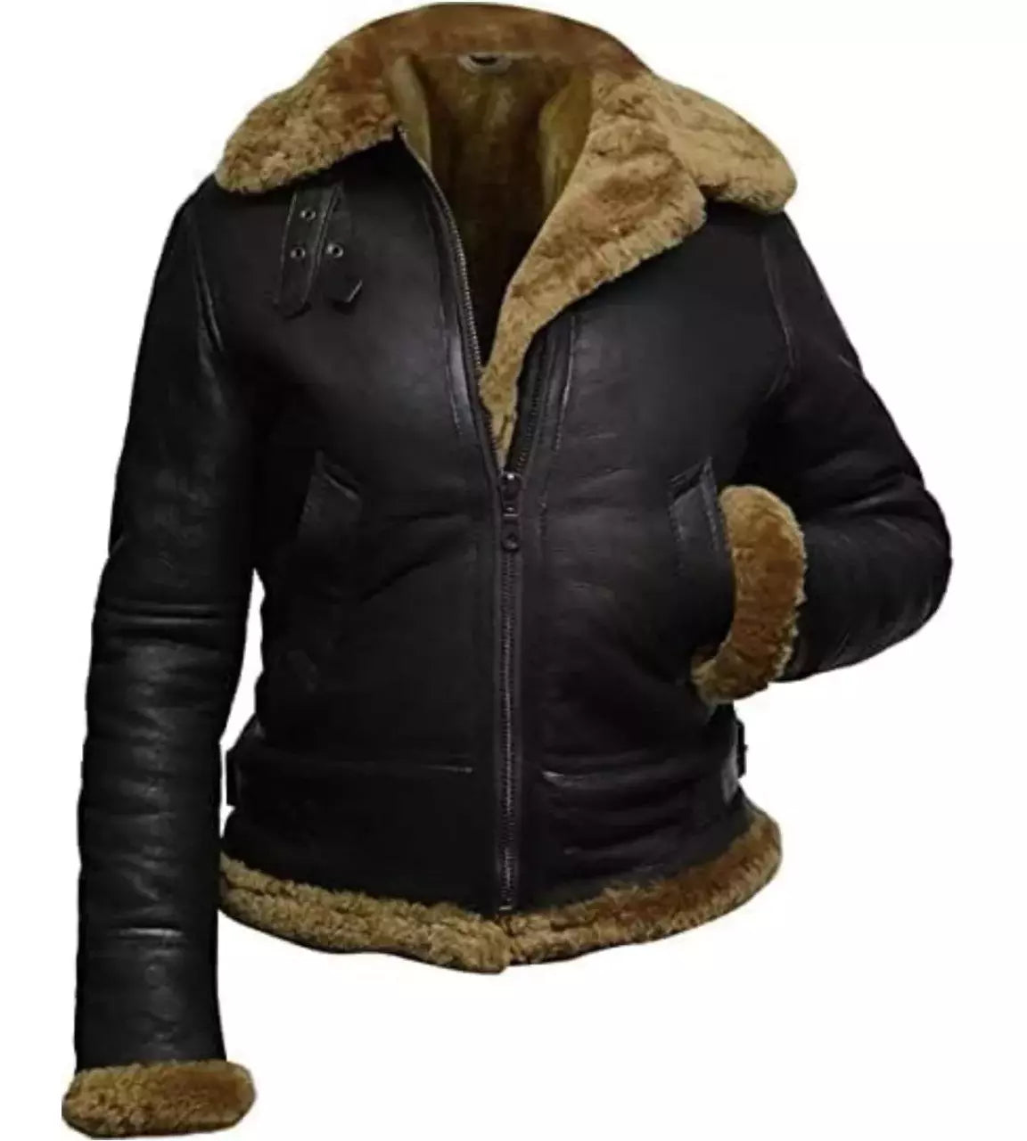 leather jacket with fur collar women