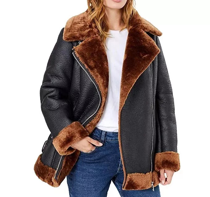 leather jacket for women with fur