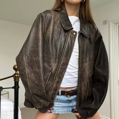 oversized leather jacket women