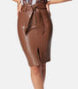 Genuine brown Leather Skirt With Belt