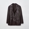Brown sheepskin women leather blazer coat