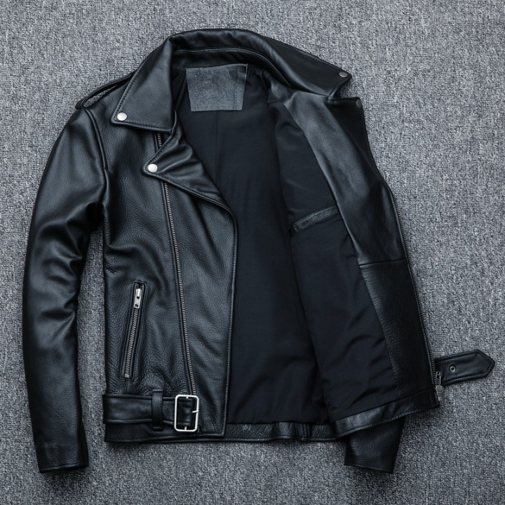 Men’s Heavy Cowhide Black Biker Jacket