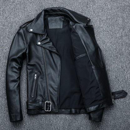 Men’s Heavy Cowhide Black Biker Jacket