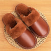 Women's Fur Lined Slippers in Genuine Cowhide Leather