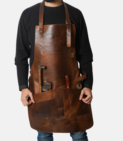 Brown Leather Work Tool Apron