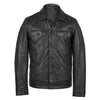 men's black leather shirt