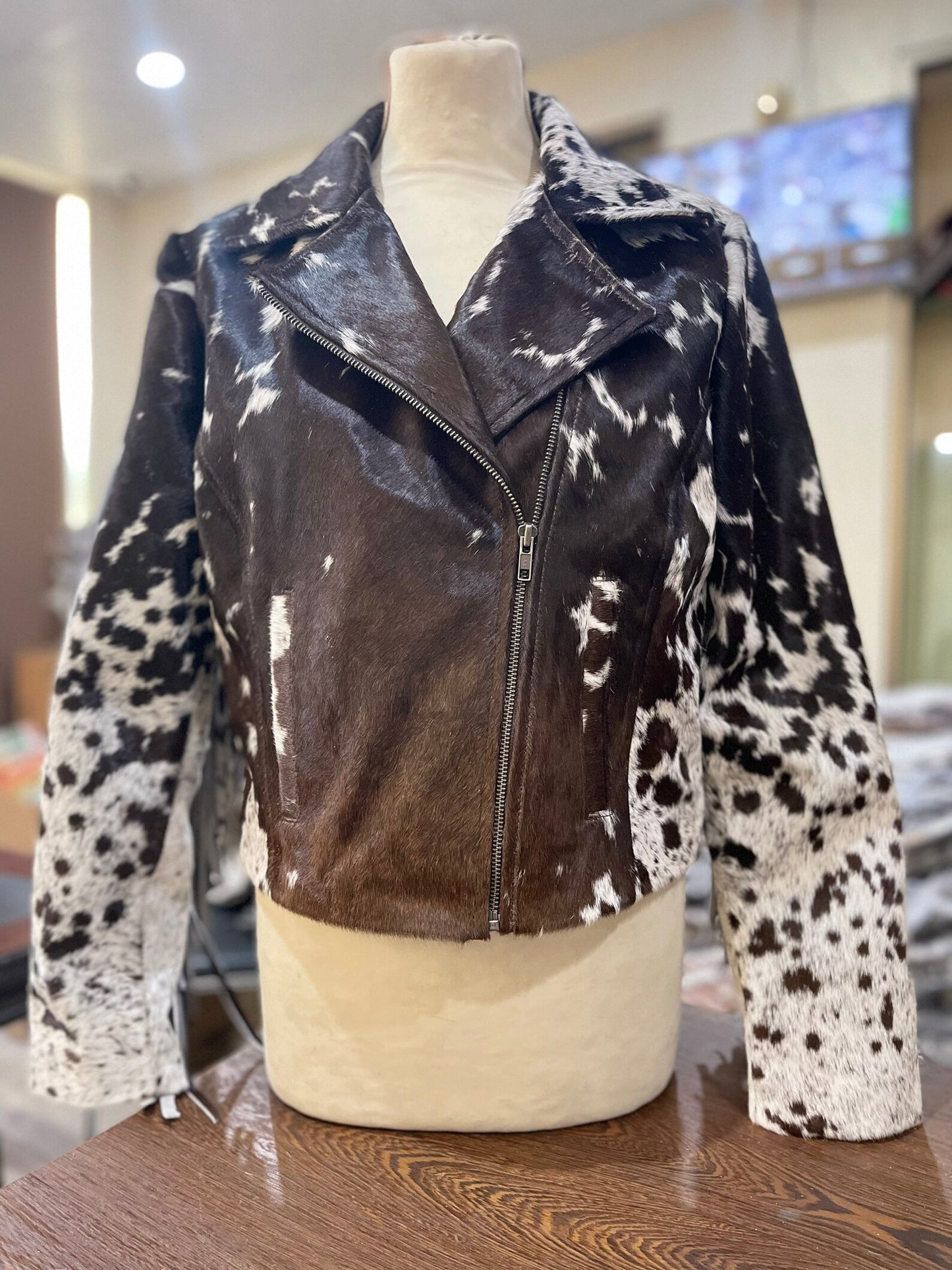 Cowhide Fur Jacket With Fringes