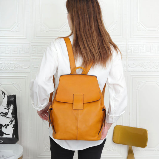 Women top layer cowhide laptop backpack