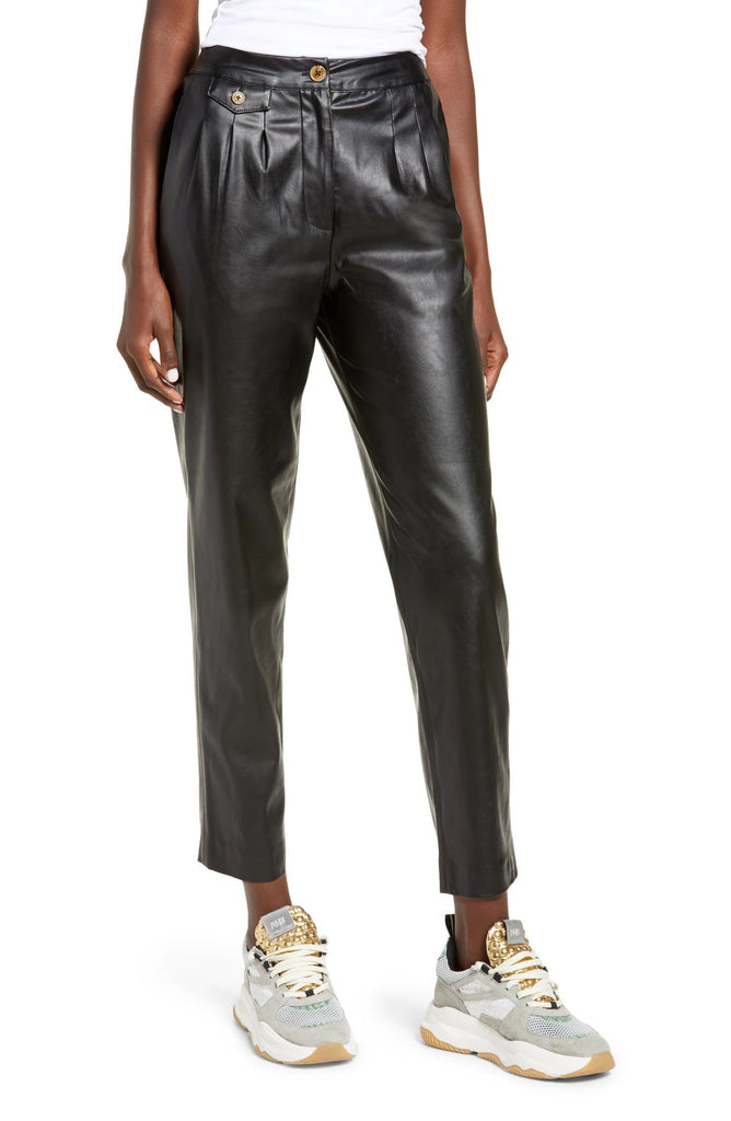 high rise leather pants women