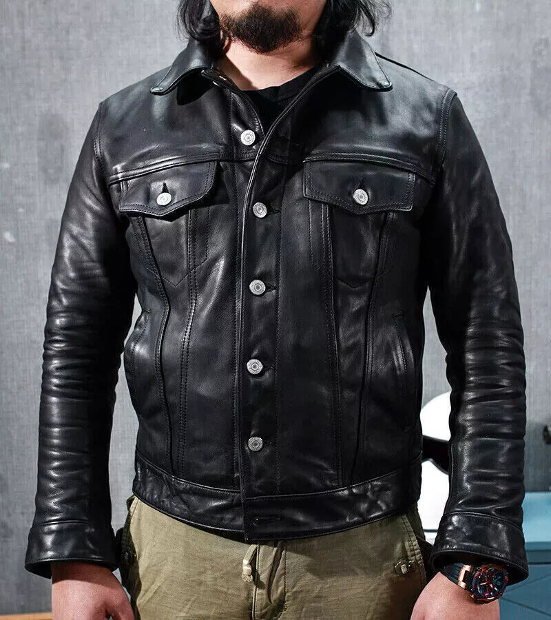 Men's Leather Trucker Jacket