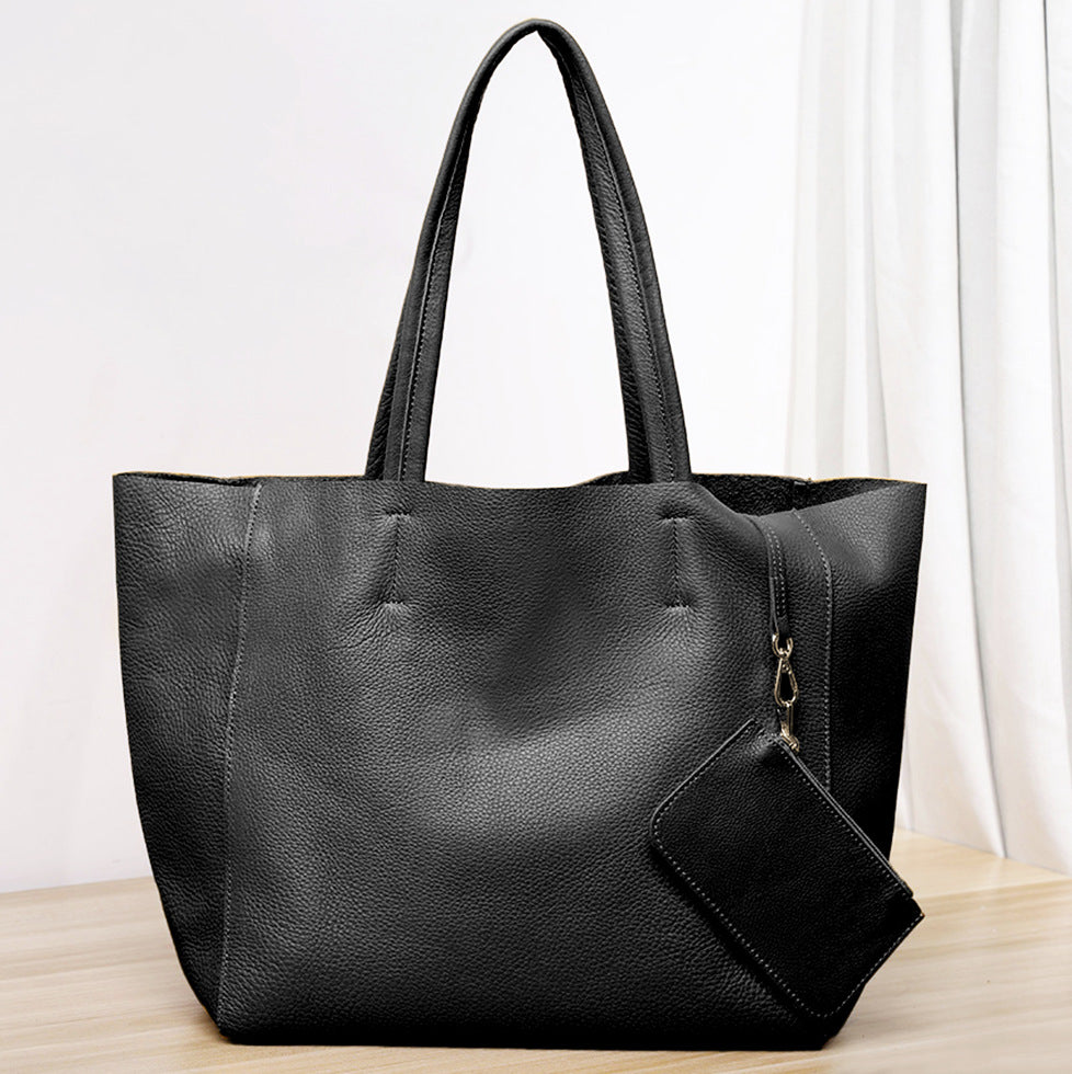 Top grain tumbled cowhide leather tote