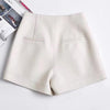 High waisted sheepskin leather shorts for women