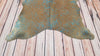 Turquoise cowhide rug Brazilian 69 X 58 Inches 1665