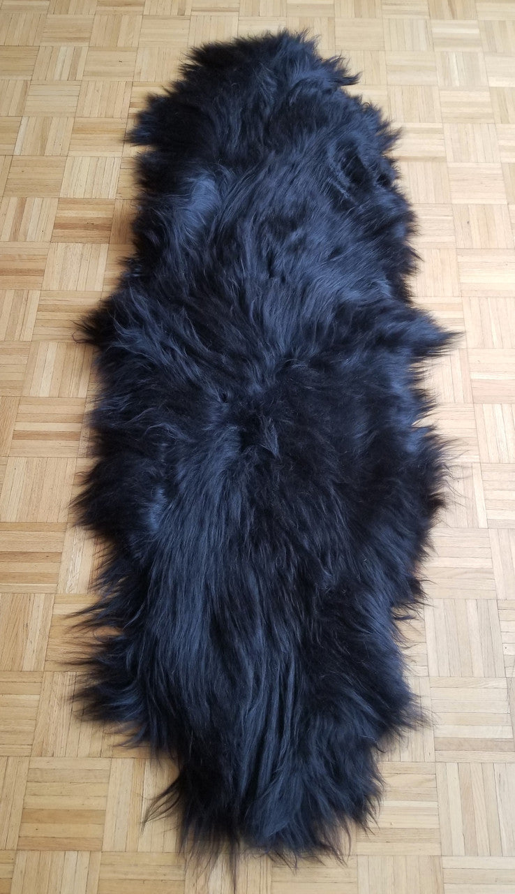 Large Black Sheep Skin Rug 