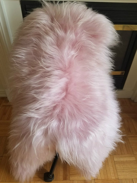 dyed pink sheepskin rug genuine Icelandic