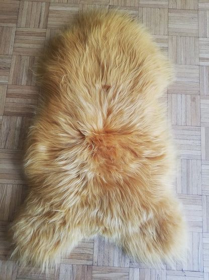 Original Genuine Dyed Orange Sheepskin Rug Fur Carpet