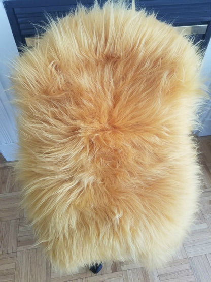 Original Genuine Dyed Orange Sheepskin Rug Fur Carpet