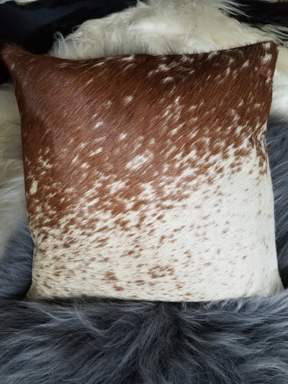 Brown And White Cowhide Cushion Cover Real Cow Hide Pillow Covers