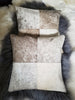 Cowhide Cushion Cover Patchwork Grey White Pillow Covers 16 by 16 inches