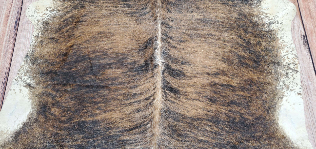 Extra Large Brown Black Striped Cowhide Rug 7.5ft x 6.5ft