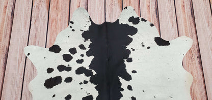 Spotted Black White Extra Small Cowhide Rug 52 X 45 Inches