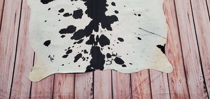 Spotted Black White Extra Small Cowhide Rug 52 X 45 Inches