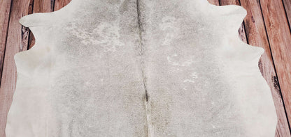 Large Cowhide Rug Grey And White 7.3ft x 6.2ft