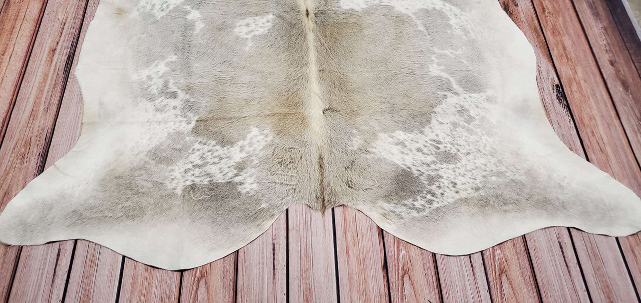 Spotted Grey Tan Cowhide Rug 90 X 90 Inches