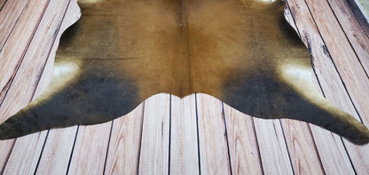 mahogany cowhide rug Brazilian 84 x 76 Inches